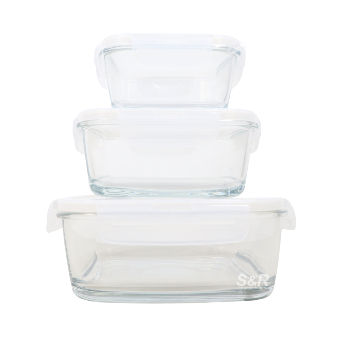 Lav 3-piece Square Food Container with Lid Set